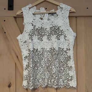 Anthropologie White Floral Lace Blouse